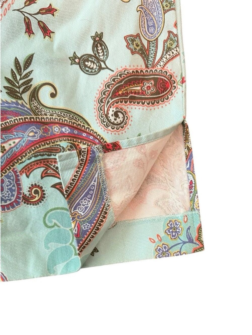Randy Kemper Cropped Wide‎ Mint Green Capri Pants M Coastal Paisley Boho Resort - Picture 5 of 7